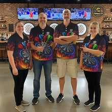 Load image into Gallery viewer, Colorful Neon Flame Darts Shirt For Women Custom Funny Darts Team Jersey Polo &amp; Quarter Zip TDM5500