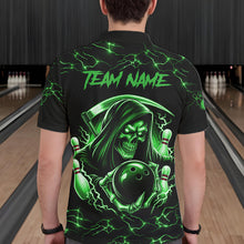 Load image into Gallery viewer, Custom Green Grim Reaper Lightning Bowling Shirt For Men, Skull Bowling Jersey Team Polo &amp; 1/4 Zip TDM5952
