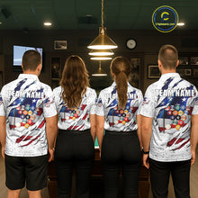 Load image into Gallery viewer, White Grunge US Flag Eagle Billiard Shirt For Men Custom 8 Ball Pool Team Jersey Polo &amp; 1/4 Zip TDM5956