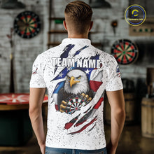 Load image into Gallery viewer, Custom Eagle Darts Jersey For Men, Grunge American Flag Patriotic Darts Team Shirt Polo &amp; 1/4 Zip TDM5959