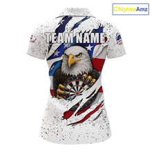 Load image into Gallery viewer, Custom Eagle Darts Jersey For Women, Grunge American Flag Patriotic Darts Team Shirt Polo &amp; 1/4 Zip TDM5959