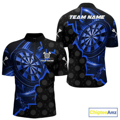 Blue Dartboard Ligthning Darts Shirt For Men Custom Darts Jersey Team Polo & Quarter Zip TDM6110