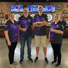 Load image into Gallery viewer, Purple Dartboard Ligthning Darts Shirt For Men Custom Darts Jersey Team Polo &amp; Quarter Zip TDM6111