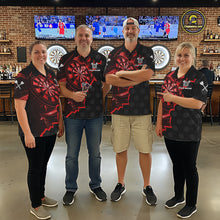 Load image into Gallery viewer, Red Dartboard Ligthning Darts Shirt For Women Custom Darts Jersey Team Polo &amp; Quarter Zip TDM6112