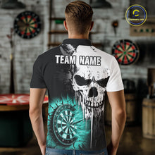Load image into Gallery viewer, Personalized Grunge Skull Crack Wall Men Dart Shirts Custom Darts League Team Jerseys |Turquoise TDM2784