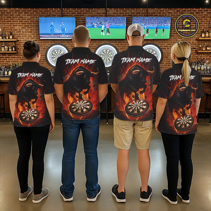 Personalized Bull Fire Darts Shirt For Women Custom Darts Jersey Team Polo & 1/4 Zip | Orange TDM5506