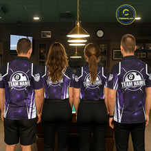 Load image into Gallery viewer, Custom 8 Ball Pool Billiard Shirt For Men, Purple Geometric Billiard Team Jersey Polo &amp; 1/4 Zip TDM6129