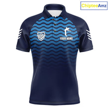Load image into Gallery viewer, Blue 8 Ball Pool Billiard Jersey For Men Custom Polo &amp; Quarter Zip Billiard Shirt For Team TDM6131