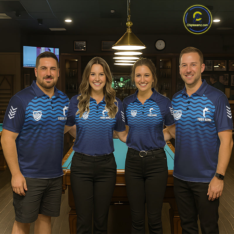 Blue 8 Ball Pool Billiard Jersey For Men Custom Polo & Quarter Zip Billiard Shirt For Team TDM6131