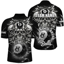 Load image into Gallery viewer, I'm Here To Break Your Balls Custom Billiard Shirts For Men, Funny Skull 8 Ball Billiard Jerseys TDM1858