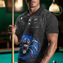 Load image into Gallery viewer, Personalized Grunge Spider Web 8 Ball Pool Billiard Shirt For Men, Billiard Team Jerseys |Blue TDM5518