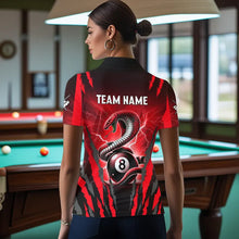 Load image into Gallery viewer, Personalized Thunder Lightning Cobra Snake Women Billiard Shirts, 8 Ball Billiard Team Jerseys |Red TDM3608