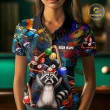 Load image into Gallery viewer, Colorful Billiard Jersey Custom Funny Raccoon Graffiti Billiard Polo &amp; Quarter Zip Shirts For Women TDM6565