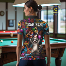 Load image into Gallery viewer, Colorful Billiard Jersey Custom Funny Raccoon Graffiti Billiard Polo &amp; Quarter Zip Shirts For Women TDM6565