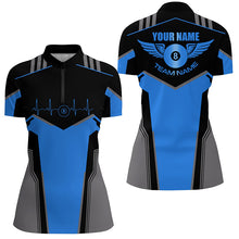 Load image into Gallery viewer, Personalized Billiard 8 Ball Wings Short Sleeve Women's Shirts,  Billiard Jerseys Tournament |Blue TDM2305