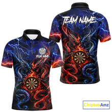 Load image into Gallery viewer, Blue And Red Thunder Lightning Dragon Darts Shirt For Men Custom Darts Team Jersey Polo &amp; 1/4 Zip TDM6577