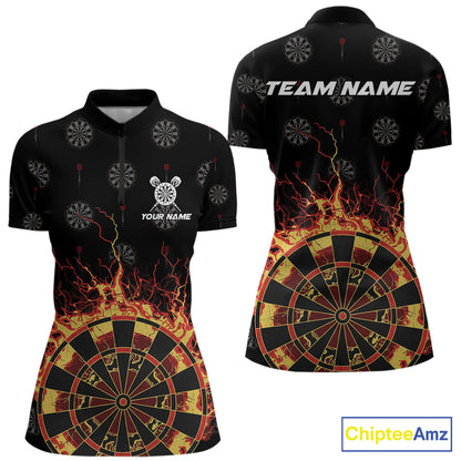 Personalized Flame Darts Polo & Quarter Zip Custom Darts Shirt For Women, Darts Team Jersey TDM5536