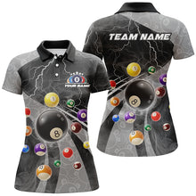 Load image into Gallery viewer, 3D Billiard Balls Pool Shirts For Women Customized Lightning Billiard Jerseys Shorts Sleeve |Grey TDM2327
