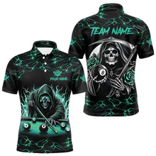 Load image into Gallery viewer, Turquoise Funny Grim Reaper Roses 8 Ball Pool Men Billiard Shirts Custom Thunder Billiard Jersey TDM3630