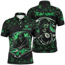 Load image into Gallery viewer, Green Funny Grim Reaper 8 Ball Pool Men Billiard Shirts Custom Name Lightning Billiard Jerseys TDM2827