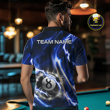 Load image into Gallery viewer, Blue 8 Ball Thunder Lightning Billiard Shirt For Men Custom Pool Team Jersey Polo &amp; Quarter Zip TDM6170