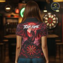Load image into Gallery viewer, Black And Red Dartboard Roses And Dragon Darts Polo &amp; 1/4 Zip Custom Women's Darts Team Jersey TDM5802
