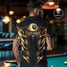 Load image into Gallery viewer, Black And Gold Lightning 8 Ball Pool Billiard Shirts For Men Custom Billiard Team League Jerseys NYN2920
