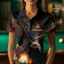 Load image into Gallery viewer, Personalized Fire 9 Ball Eagle Billiard Shirt For Women Custom Pool Team Jersey Polo &amp; 1/4 Zip TDM6408