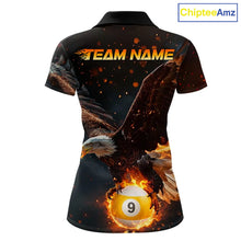 Load image into Gallery viewer, Custom Fire 8 Ball &amp; 9 Ball Pool Eagle Billiard Shirt For Women, Billiard Team Jersey Polo &amp; 1/4 Zip TDM6409