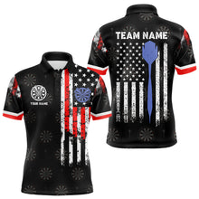 Load image into Gallery viewer, Personalized American Flag Dart Polo &amp; Quarter Zip Shirt For Men Custom Patriotic Dart Jerseys TDM3083