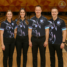 Load image into Gallery viewer, Custom Holographic Crown Bowling Ball Polo &amp; Quarter Zip Shirt For Men, Bowling Team Jersey |Black TDM6196