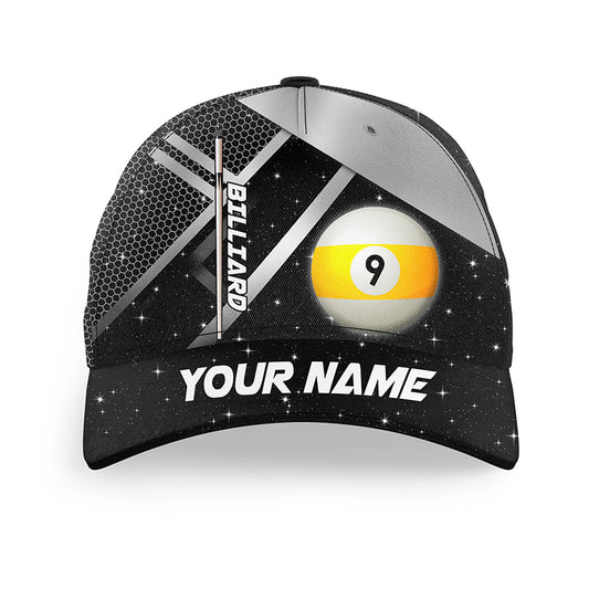 Personalized 9 Ball Pool Black Billiard Cap Hats For Pooler Custom 3D Printed Billiard Baseball Caps TDM2120