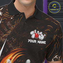 Load image into Gallery viewer, Personalized Skull Bowling Jersey For Men Custom Bowling Team Shirt Polo &amp; Quarter Zip | Orange TDM6205
