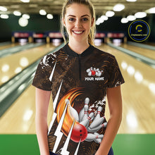 Load image into Gallery viewer, Personalized Skull Bowling Jersey For Women Custom Bowling Team Shirt Polo &amp; Quarter Zip | Orange TDM6205