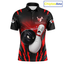Load image into Gallery viewer, Funny Bowling Ball Custom Black And Red Bowling Shirt For Men, Bowling Team Jersey Polo &amp; 1/4 Zip TDM6210