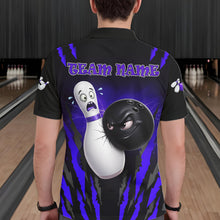 Load image into Gallery viewer, Funny Bowling Ball Custom Black And Purple Men’s Bowling Shirt, Bowling Team Jersey Polo &amp; 1/4 Zip TDM6212