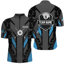Load image into Gallery viewer, Blue Billiard 8 Ball Pool Polo &amp; Quarter-Zip Shirts For Men Custom Billiard Team Jerseys Attire TDM1719