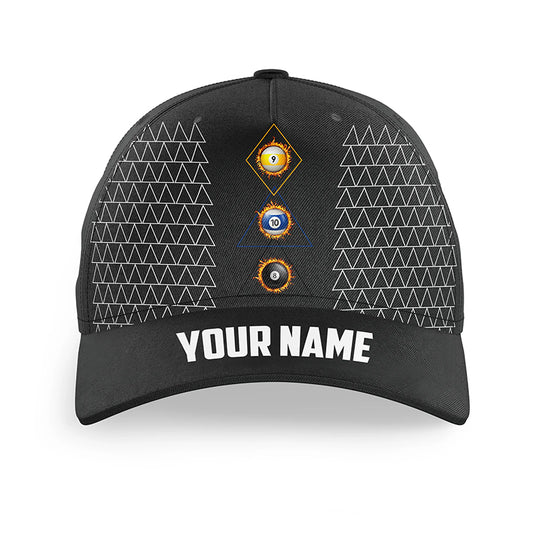Personalized 8 Ball 9 Ball & 10 Ball Billiard Hats For Pool Player, Top Hats Billiard Baseball Cap TDM2121