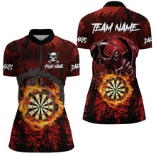 Load image into Gallery viewer, Personalized Red 3D Dart Board Fire Women Dart Shirts, Grim Reaper Dart Jerseys Dart Outfit TDM2871