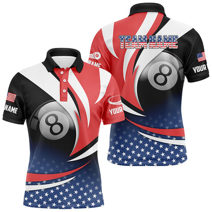 Personalized 8 Ball Pool American Flag Version Billiard Shirts For Men, Patriotic Billiard Jerseys TDM2135