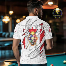Load image into Gallery viewer, 9 Ball Pool Canada Flag White Grunge Custom Men's Billiard Shirt, Patriotic Pool Team Shirts TDM5139