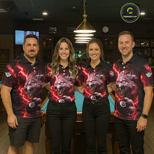 Load image into Gallery viewer, Red 8 Ball Pool Wolf Lightning Billiard Shirt For Women Custom Billiard Team Jersey Polo &amp; 1/4 Zip TDM5614