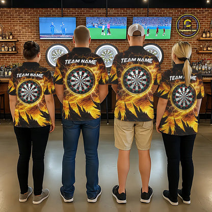 Personalized Yellow Darts Polo & 1/4 Zip For Men Custom Thunder Lightning Darts Team Jersey TDM6216