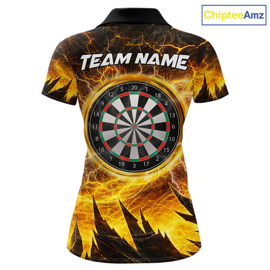 Personalized Yellow Darts Polo & 1/4 Zip For Women Custom Thunder Lightning Darts Team Jersey TDM6216