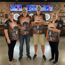 Load image into Gallery viewer, Orange Funny Raccoon Neon Graffiti Darts Shirt For Men Custom Darts Jersey Team Polo &amp; 1/4 Zip TDM6001