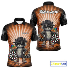 Load image into Gallery viewer, Orange Funny Raccoon Neon Graffiti Darts Shirt For Men Custom Darts Jersey Team Polo &amp; 1/4 Zip TDM6001