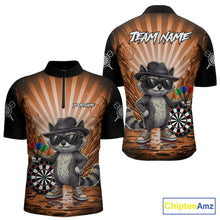 Load image into Gallery viewer, Orange Funny Raccoon Neon Graffiti Darts Shirt For Men Custom Darts Jersey Team Polo &amp; 1/4 Zip TDM6001