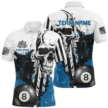 Load image into Gallery viewer, Personalized Blue Grunge Skull Billiards Shirts For Men Custom Retro Billiard Team Jerseys Attire TDM1563