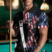 Load image into Gallery viewer, US Flag Smoke 8 Ball Billiard Shirt For Men Custom Patriotic Pool Team Jersey Polo &amp; 1/4 Zip TDM6010