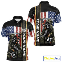 Load image into Gallery viewer, Camo Grim Reaper 8 Ball Billiard Shirt For Men Custom American Flag Pool Team Jersey Polo, 1/4 Zip TDM6246